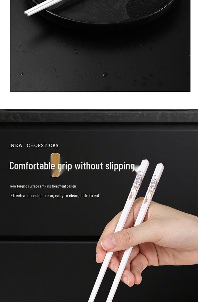 Anti-Slip Ceramic Chopsticks, Mold-Resistant, Easy to Clean, High Temp Resistant, Chinese Style, 10 Pairs