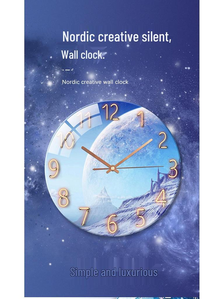Modern European Silent Quartz Wall Clock - 30cm Glass Design for Living Room or Bedroom
