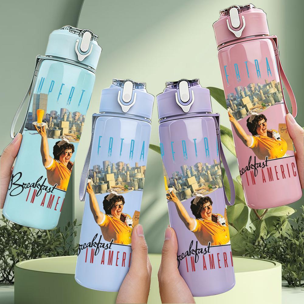 1PC Retro Sunset Cowboy Text Graphic Print 750ml Portable Sports Water Bottle Leakproof Gym Outdoor Travel Drink Cup
