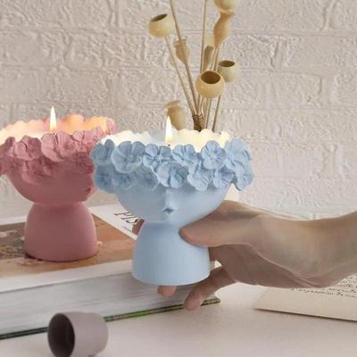 Stampo in silicone per vaso in cemento per ragazza, fai da te, stampo per vaso di candele, stampo in gesso, stampo in resina epossidica, decorazione per la casa