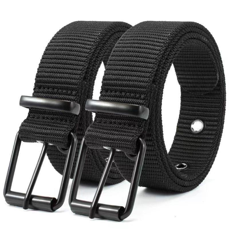 Men's Thickened Canvas Belt with Pin Buckle and Multiple Holes - Ideal for Denim, Youth, and Students