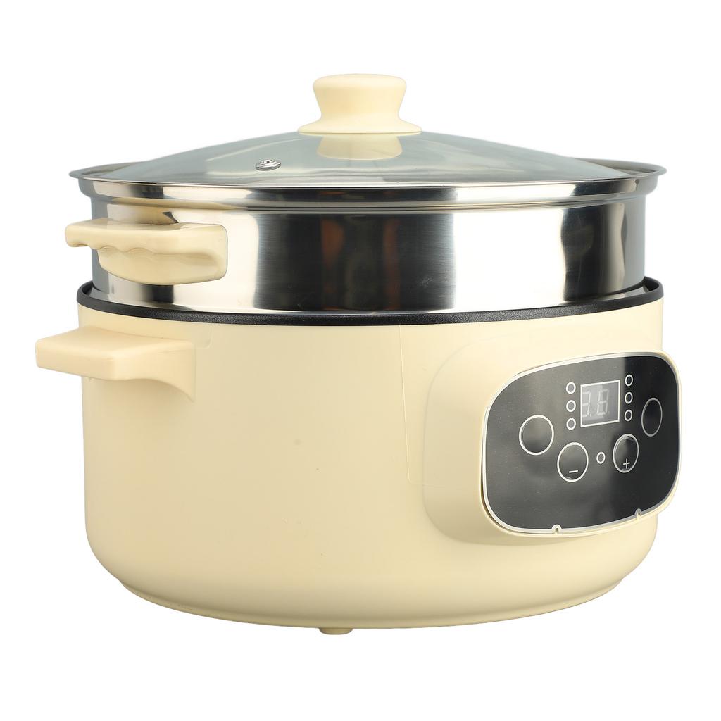 26cm Electric Pot Khaki Anti Stick Smart Reservation Temperature Control Anti Dry Burn Electric