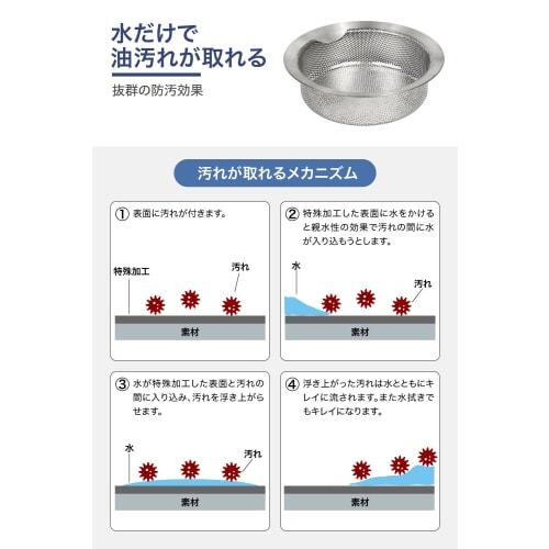 IWANO Drain and Garbage Drain with Anti-Stain Coating. Removes Oil and Dirt with Just Water. Antibacterial and Anti-Mold. All-Stainless Steel Dish Dra