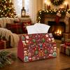1pc Traditional Vintage Holiday Tissue Box - Xmas Napkin Dispenser, Made of Durable Polyester, Decorated with Nutcracker Cocoa Mug Stocking, Suitable