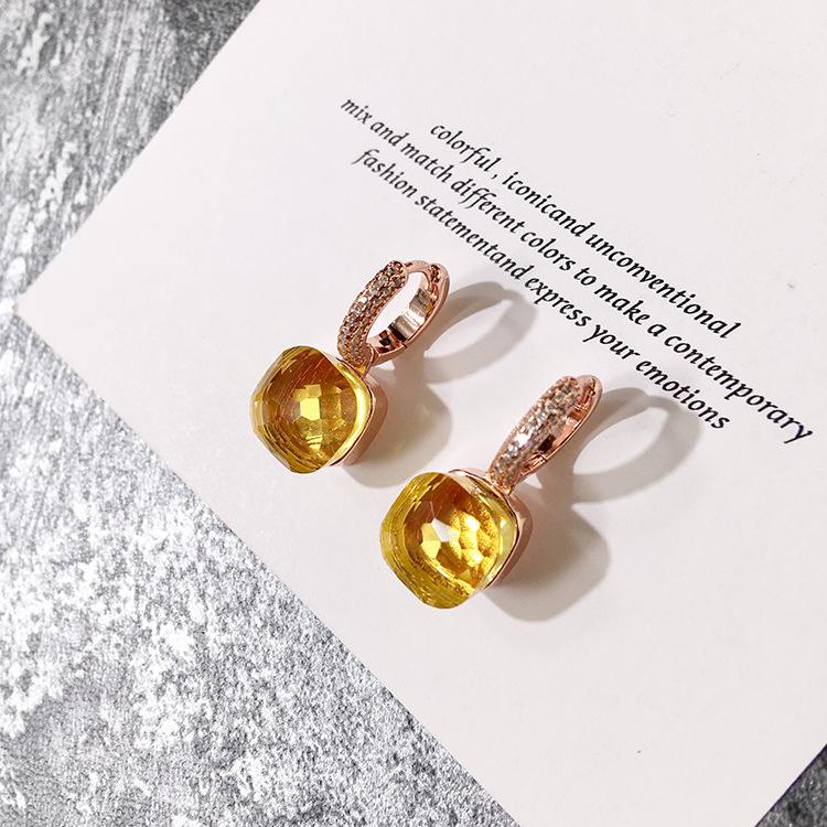 Light Luxury Diamond-encrusted Earrings, Niche Fashionable Vintage Geometric Crystal Earrings
