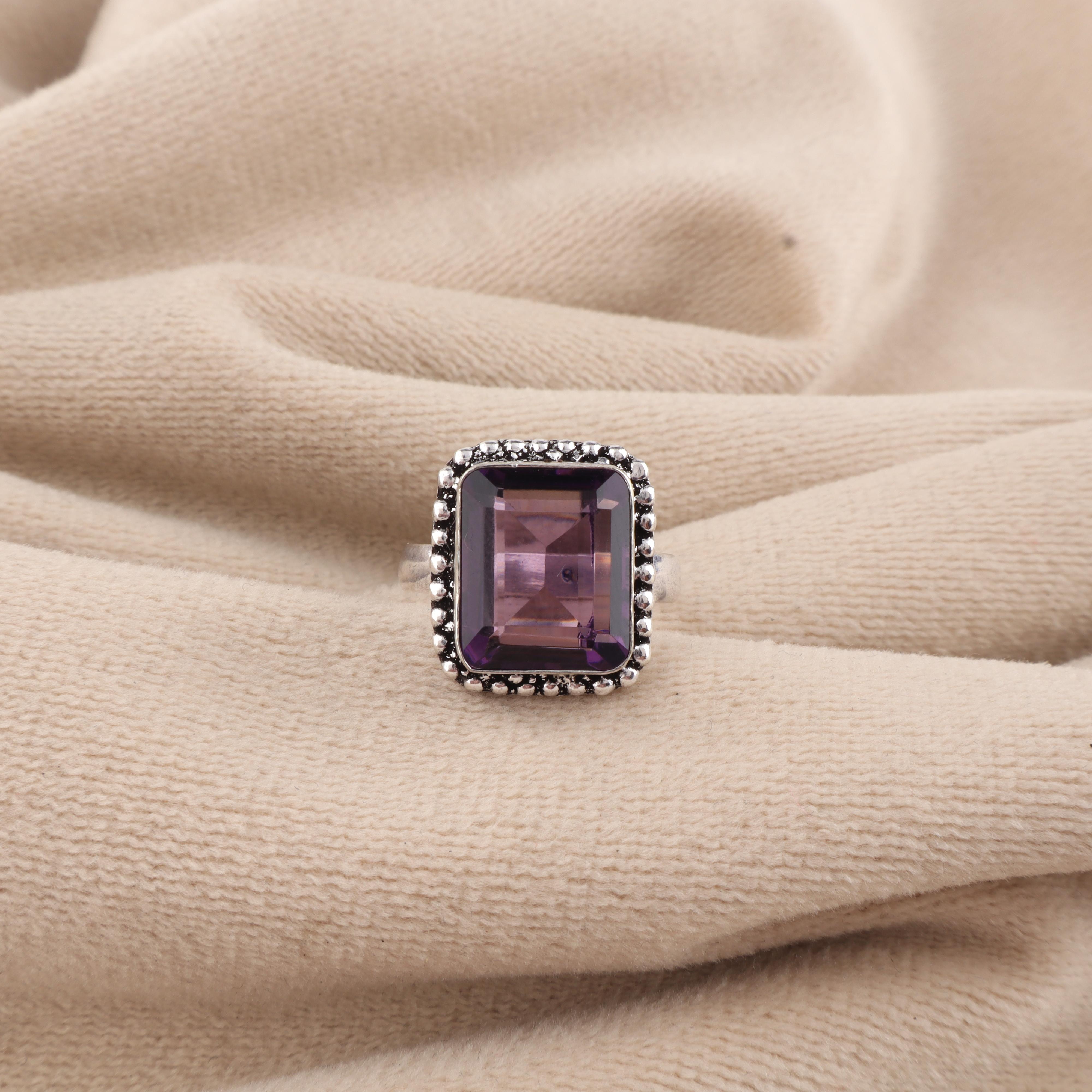 

Amethyst Gemstone 925 Sterling Silver Jewelry Handcrafted Rings For Birthday Gift, February Birthmonth Jewelry, Wedding Ring RR-74-13 13