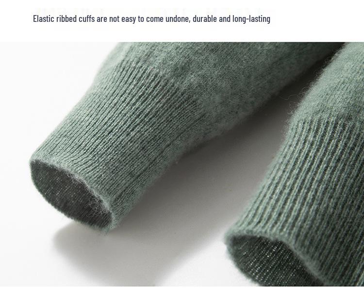 Men's Autumn Winter Wool Cashmere Pullover Sweater, Half High Neck, Solid Color, Plus Size