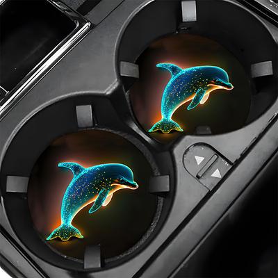 2PCS Little Dolphin Car Cup Cushion Stand Anti Slip Cushion Bottle Stand Insertion Cup Mat Car Interior Anti Slip Cup Stand