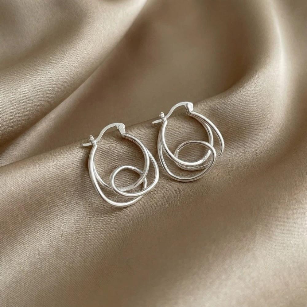 Simple Irregular Earrings Double Layer Personality Earrings Fashionable Hoop Earrings  Gift