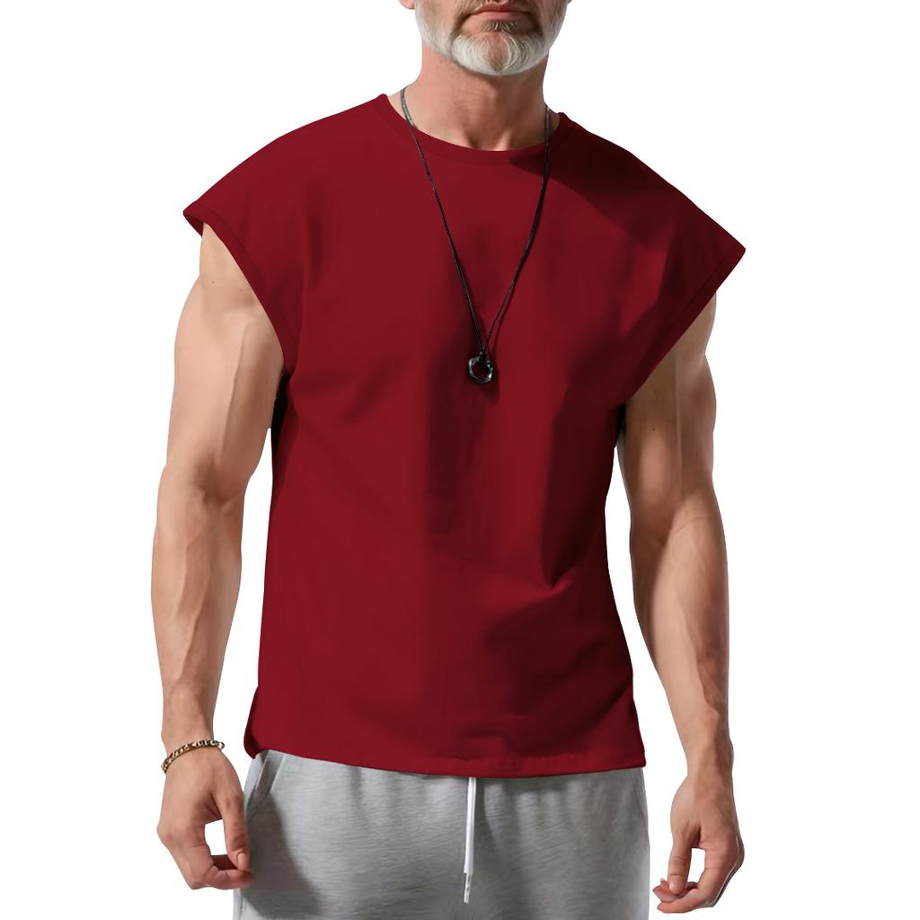 New Summer Vest Men Loose Casual Solid Color Thin T-shirt Men