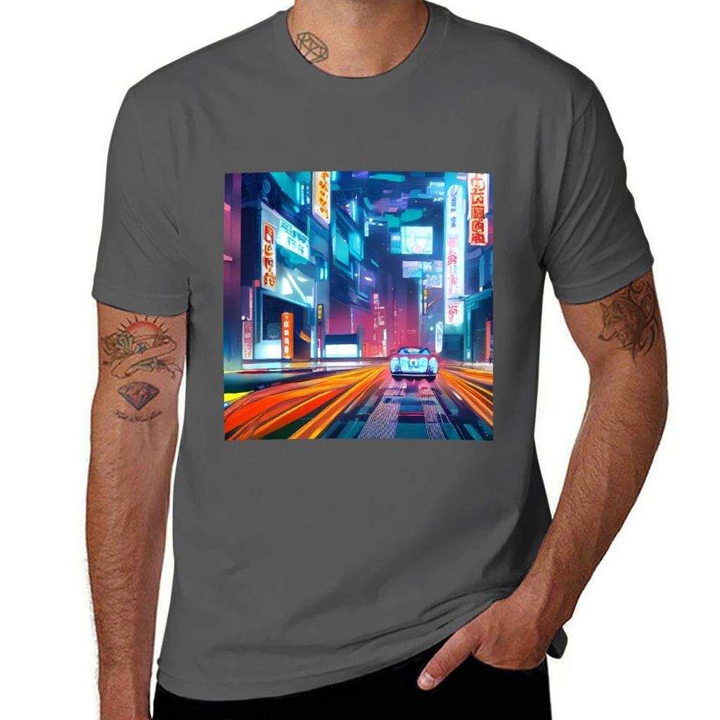 Neo Tokyo Japan  Cyberpunk  Cars in Future TShirt Work Style Casual TShirt
