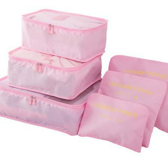 6-Piece Travel Toiletry & Clothing Storage Set with Document Bag