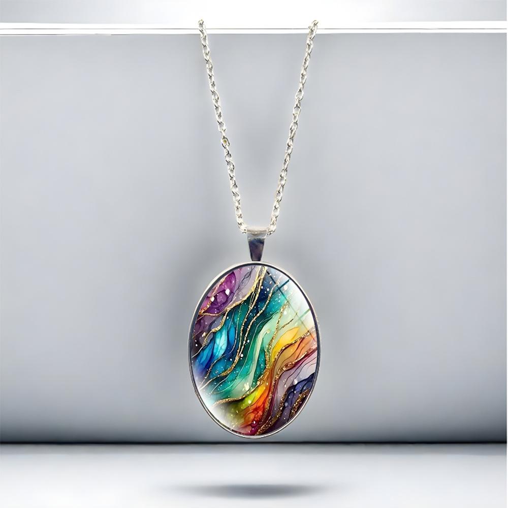 Fantasy Ripple Pattern Oval Women's Jewelry Fashion Pendant Necklace