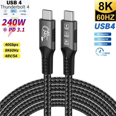 Кабель 8K USB4 типу C 40 Гбіт/с 240 Вт PD3.1 QC4.0 для кабелю швидкого заряджання Samung Thunderbolt 4 Thunderbolt3 USB C до C Передача даних
