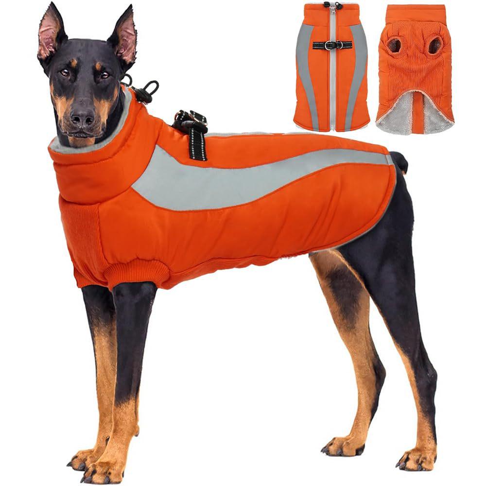 Winter Dog Coat: Warm, Windproof, Waterproof Ski Suit with Plush Lining XS оранжевый