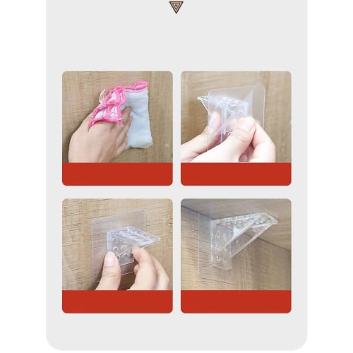 MULT Shelf Brackets, No Drilling Required, No Shelf Dowels, Strong Adhesive Hooks, Angle Brackets, L-Shaped, Supports, Joints, Adhesive Tape, Suitable