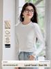 Women's Heavyweight Lyocell Long Sleeve Round Neck T-shirt with Plus Velvet Inner Layer - Slim Fit, Thickened for Autumn/Winter