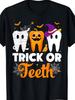 Fun Tooth Pattern T-Shirt- Exclusive  Trick or Treat  Themed Apparel for Dentists and Dental Assista