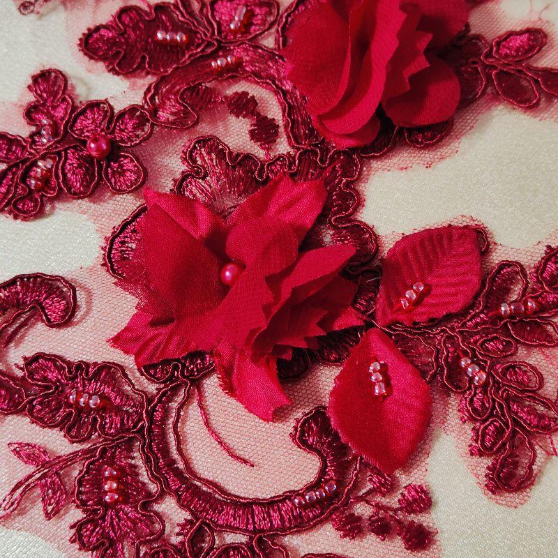 Color Beads Car Bone Lace Pair Flower Wedding Dress Children'S Clothing Dance Clothes Accessories Diy Handmade Fabric Flowers