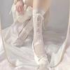 Striped Fishnet Long Socks Breathable Ballet Ribbon Socks Stockings For Women Cute Lace Stocking For Daily Wardrobe School