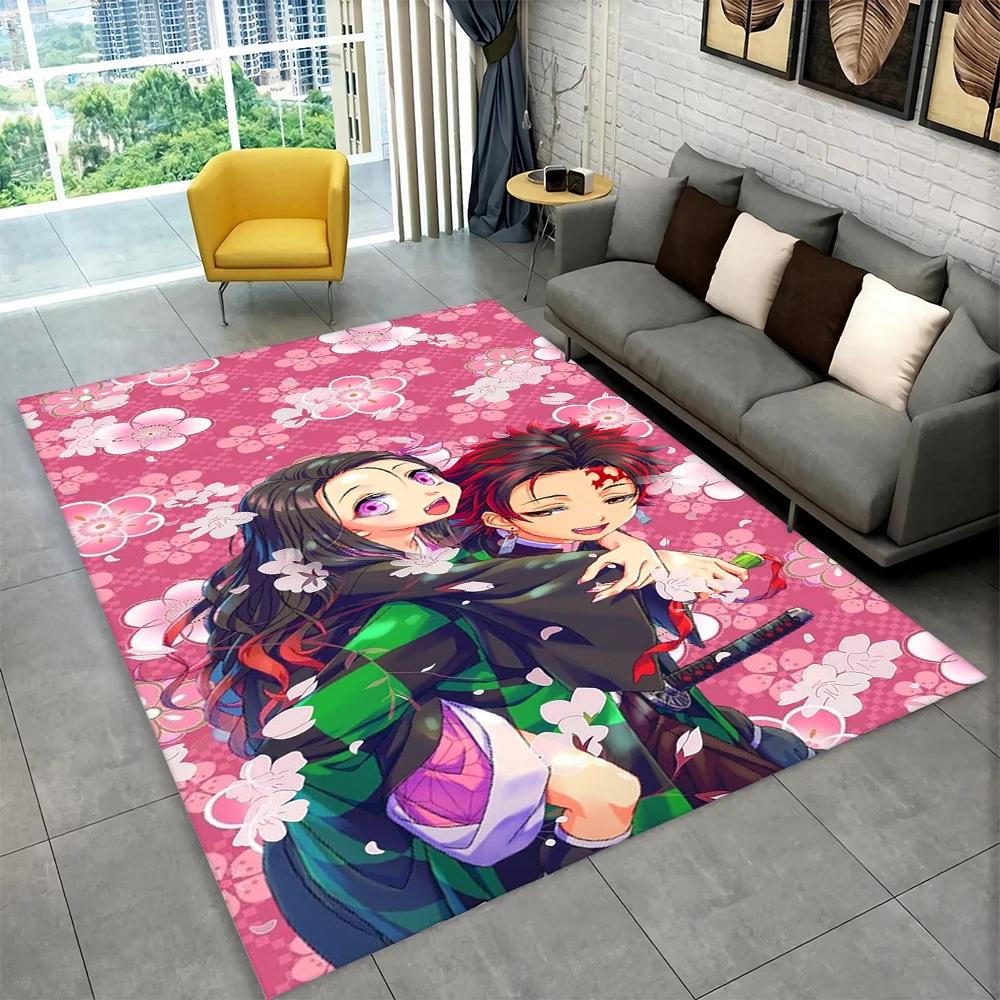 Anime Kamado Nezuko Demon Slayer Area Rug,Carpet Rug for Living Room Children Bedroom Sofa Doormat Decor,Kid Non-slip Floor Mat