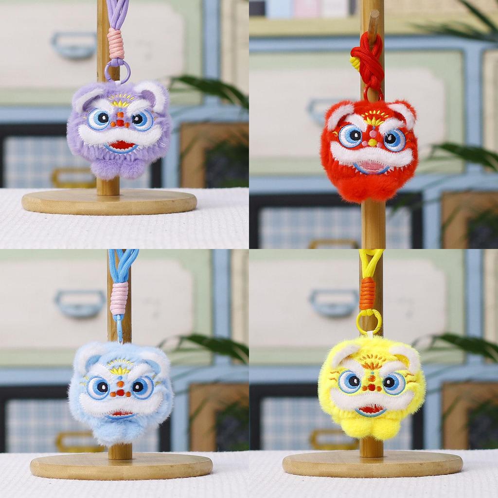 Chinese Style Lion Plush Toy Keychain With Pp Cotton Filling For Gift And Decoration