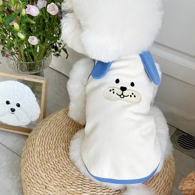 New Spring Collection of Pet Dog and Cat Clothes Teddy Bear and Poodle Embroidered Vests