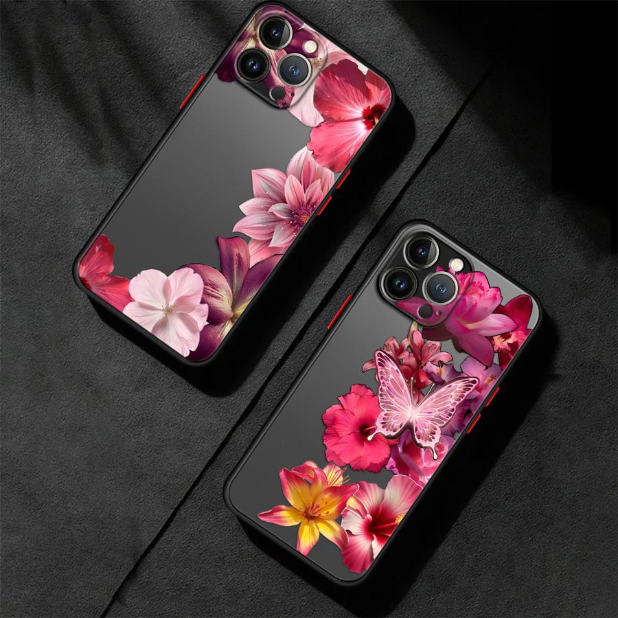 Funda Back Phone Cover Case for iPhone 17 Pro Max 7 8 SE 14 XS XR 15 11 12 Air 16 Plus 13 Mini Cartoon Flower Art