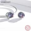 Real 925 Sterling Silver Violet And Bird Charm Pendant Fit Brand Bracelet Animal Beads Delicate Jewelry For Women
