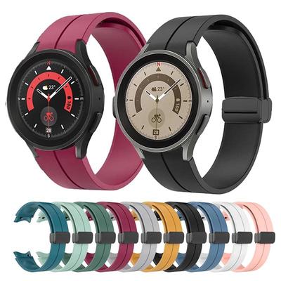 Pulseira de silicone para samsung galaxy watch 6/5/4 44mm 40mm 5 pro 45mm fivela magnética banda para galaxy watch 4 clássico 42 46mm