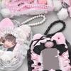 Elegant Faux Pearls Chain and Card Holder Necklace Keychain Photocard Sleeve Bag Pendant for Fashionable Women Girls
