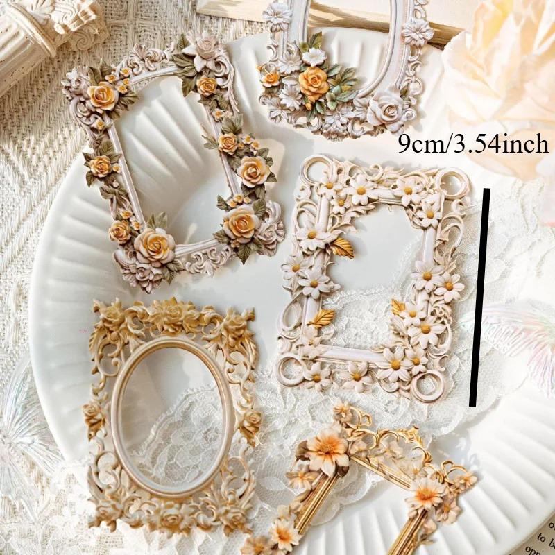 10 Pcs Hollowed Out Embossed Floral Series Decorative Paper Scrapbooking Handbook Journal Collage Aesthetic DIY Craft Supplies