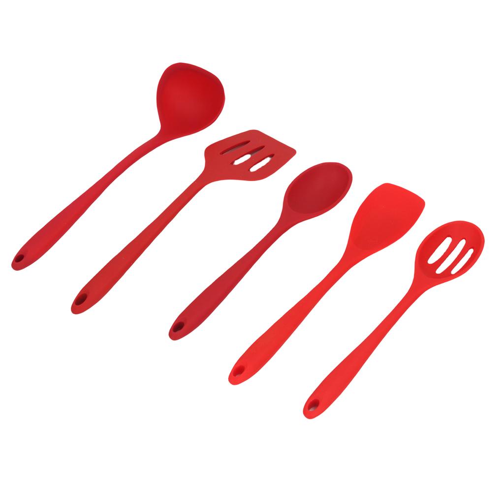 5pcs Set Silicone NOn Stick Heat Resistant Spatula Spoon Soup Ladle Baking Cooking Utensils