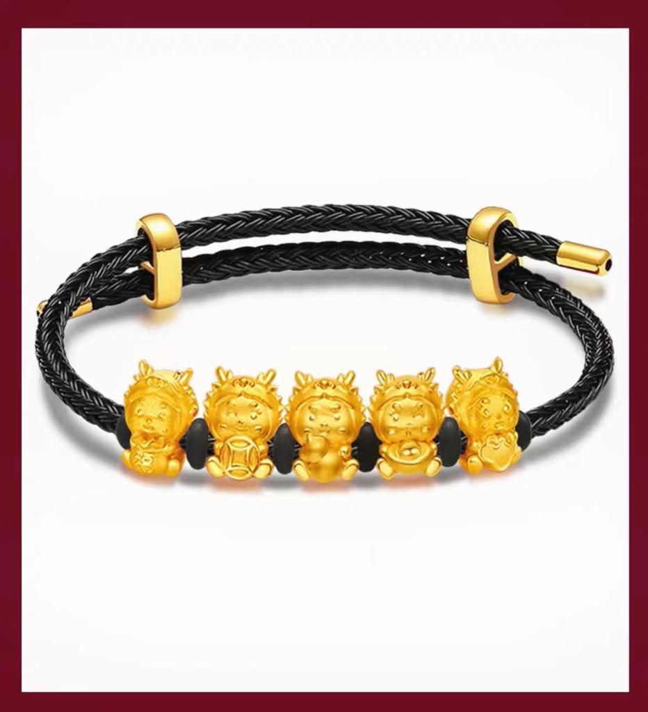 Gold-Plated Zodiac Dragon Red String Bracelet