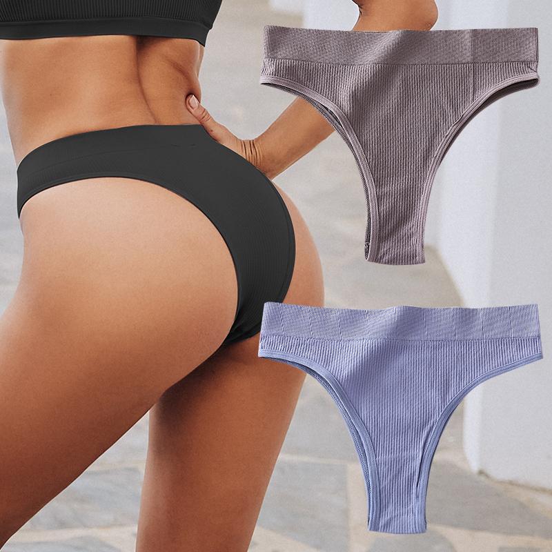 

2 шт./компл. бесшовные трусики женские сексуальные бразильские трусики с низкой талией женские однотонные дышащие нижнее белье женское мягкое интимное белье S-M&2pcs