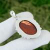 Sterling Silver Oval Red Snakeskin Jasper Gemstone Bezel Mother Pendant Jewelry
