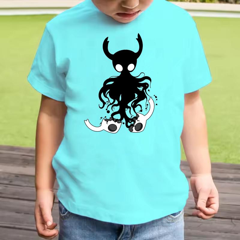 Anime Hollow Knight Kids T-Shirt Funny Cartoon Print Short Sleeve Casual Polyester Tee Boys Girls Summer Fashion Tops Birthday Gift