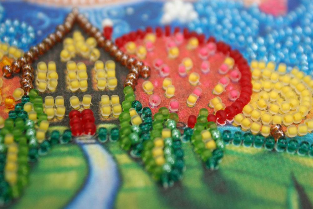 Набор-мини для вышивки бисером на натуральном художественном холсте Абрис Арт Зверюшки