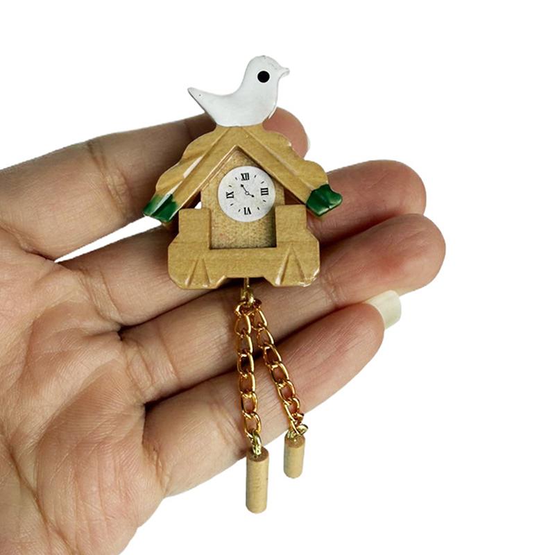 1:12 Dollhouse Miniature Bird Wall Clock Furniture Home Model Decor Toy Doll House Accessories