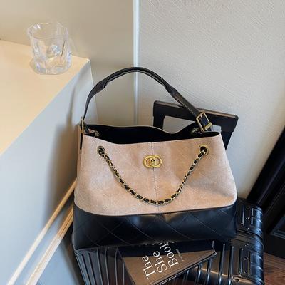 Neue Wildleder- und Rindsleder-Einkaufstasche Kettentasche Retro Stray Tragetasche Große Kapazität Schulter Umhängetasche