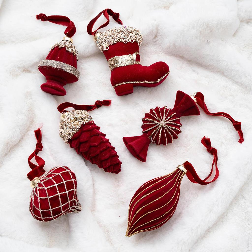 6 Pièces Ornements de Noël à Suspendre pour Décorations d'Arbre Artisanat Ornement Pendentifs Boules