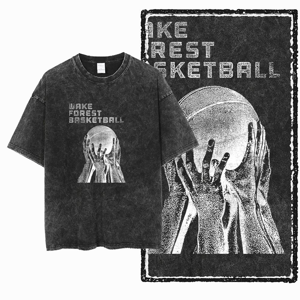 YH BASKETBALL THEME Printed Cotton Acid Washed Exclusive Graphic Unisex T Shirt Cool Streetwear Men Tshirts Big Size Tee for men