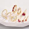 Gold Color Simple Heart Zircon Ear Cuff Clip on Earring for Women No Pierced C Shape Pink Crystal Earcuff Ear Wrap Clips Jewelry