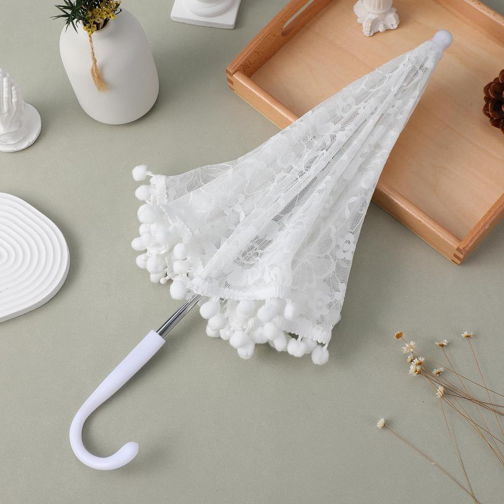 CALLARON Lace Long Lightweight Can be Used as a Sun Stylish Embroidered Perfect for Bridal Photography Tea and Dances Women's Umbrella, 47cm, 107g,