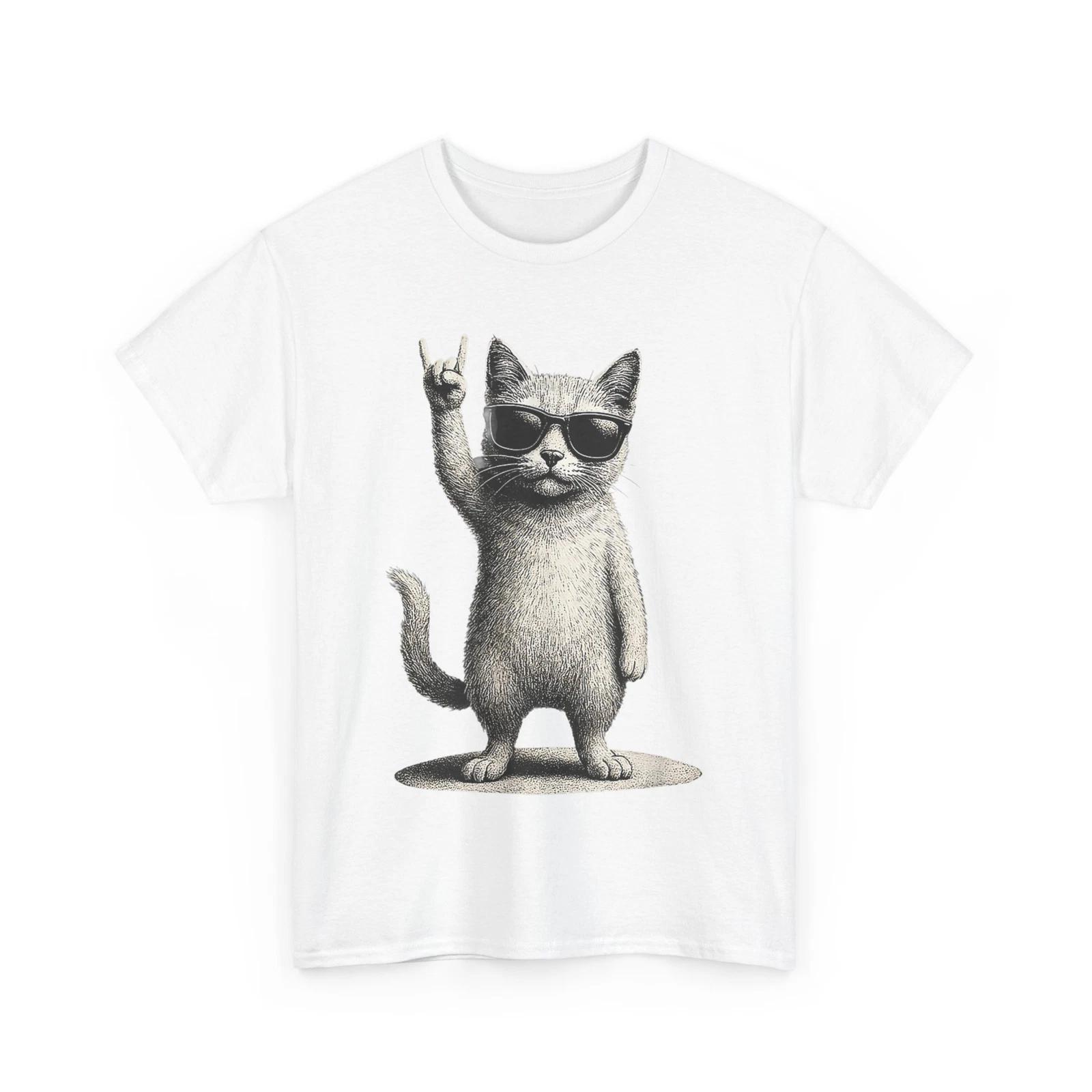 Cat Rock Music T-shirt, Cats Lovers Women Men Cat Funny Shirt S