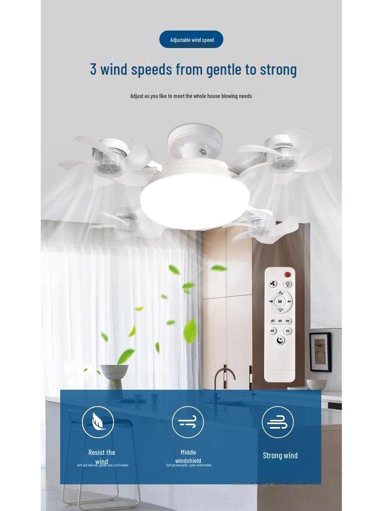 Nordic Style Remote Control Ceiling Fan with Light - Variable Frequency, Strong Wind for Bedroom