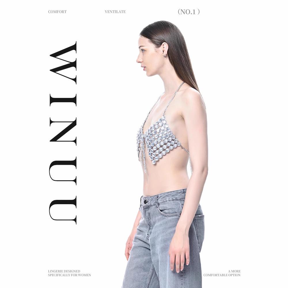 2024 Sequin Backless Gemstone Tank Top for Nightclub or Beach Party