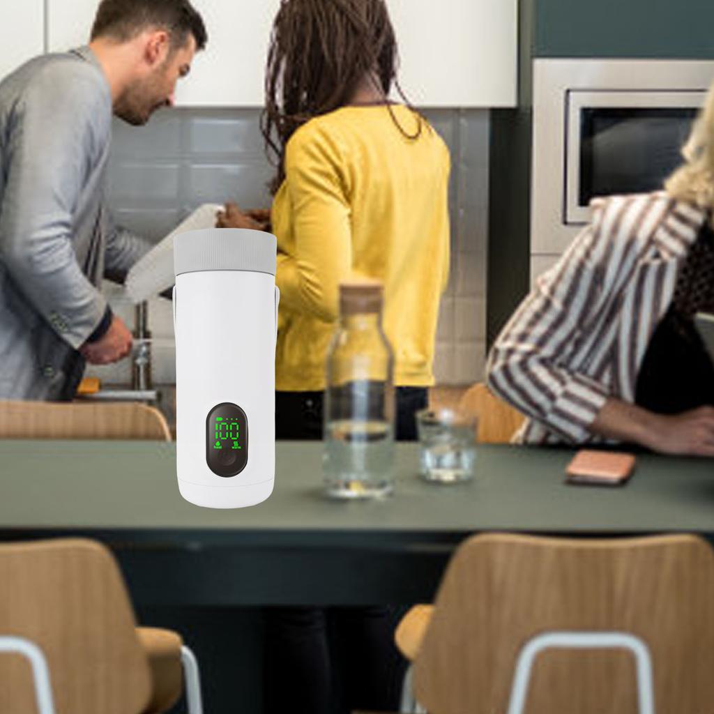 Fierbător Electric de Călătorie Calarget cu Cablu Mic pentru Cafea, Spumător de Lapte cu Mâner 350ml pentru Mașină