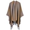 Autumn and Winter Scarf Shawl Double-sided Gradual Change of Color Tassel Jacquard Split Large Shawl Travel Camping Outside Cloak