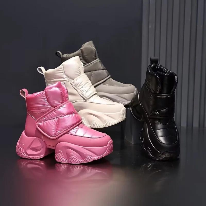 Fashion Women's Thick Soled Boots Fashion Casual Platform Boots Plush Warm Snow Boots for Women Winter High Top Cotton Shoes Botas Mujer